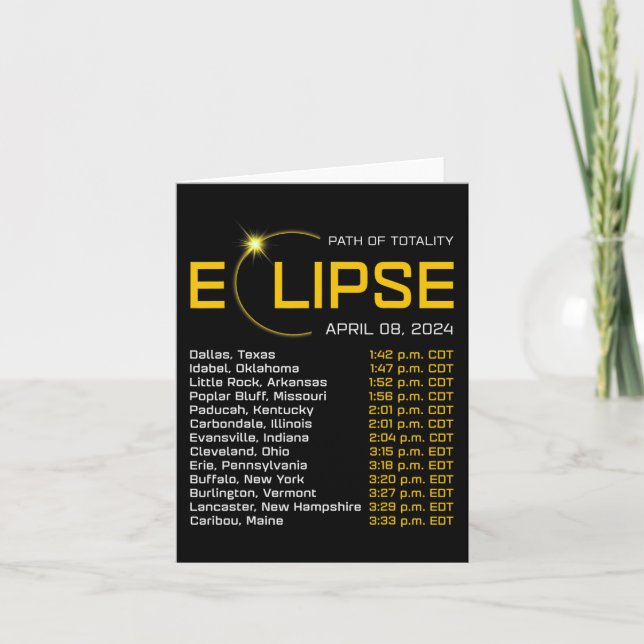 Totality Path 2024 Eclipse Karte Gesamt Eclipse As (Vorderseite)