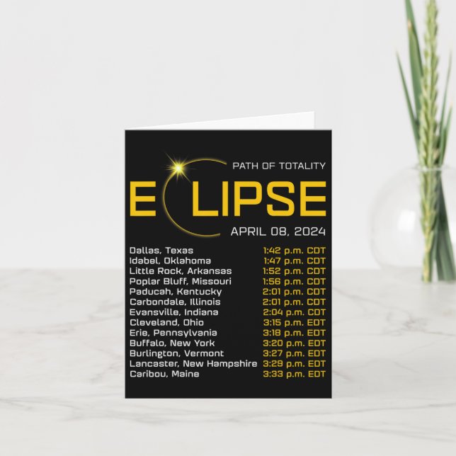 Totality Path 2024 Eclipse Karte Gesamt Eclipse As (Vorderseite)