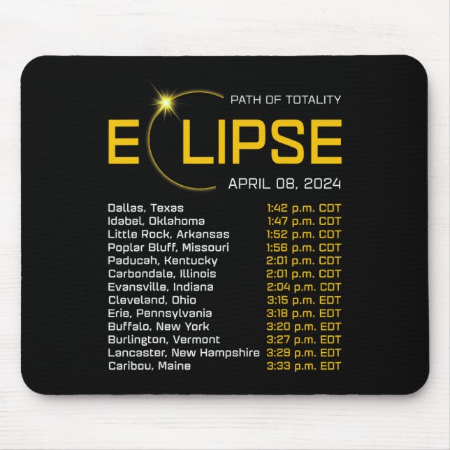 Totality Path 2024 Eclipse Karte Gesamt Eclipse As Mousepad (Vorne)