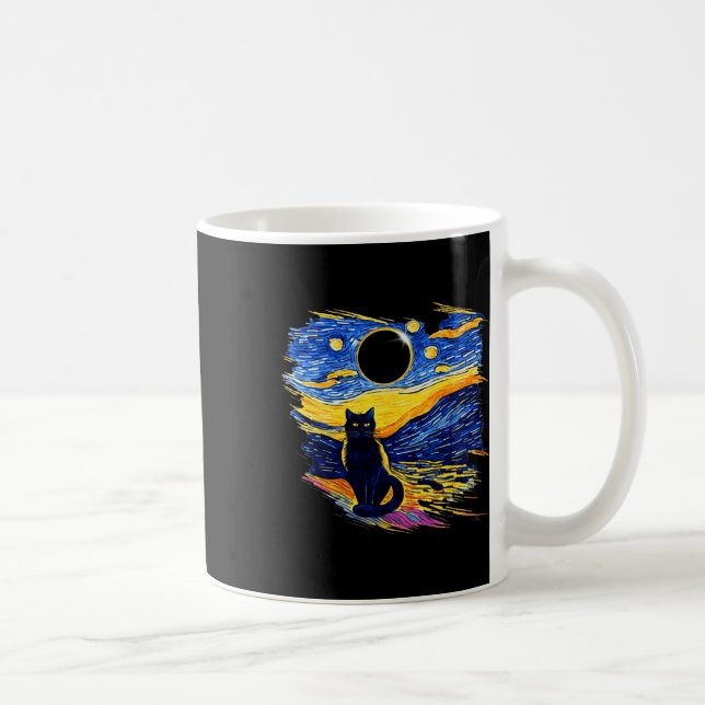 Totality Solar Eclipse 2024 Starry Night Van Gogh Kaffeetasse (Rechts)