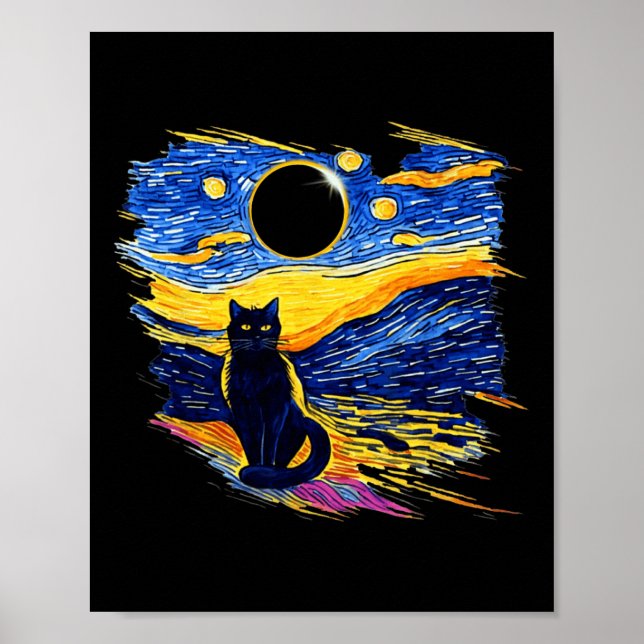 Totality Solar Eclipse 2024 Starry Night Van Gogh Poster (Vorne)