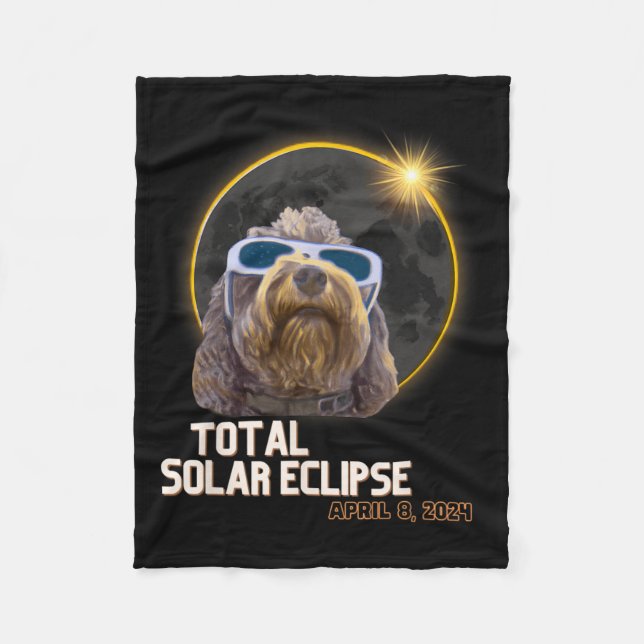 Totality Solar Eclipse Goldendoodle mit Eclipse G Fleecedecke (Vorderseite)