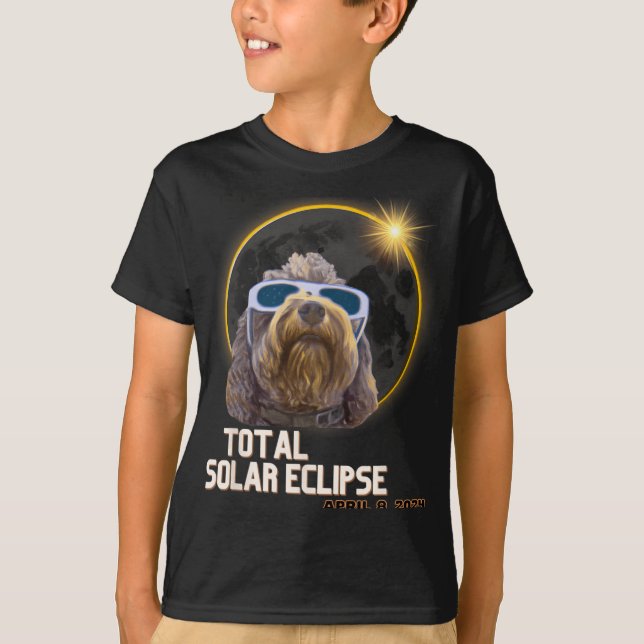 Totality Solar Eclipse Goldendoodle mit Eclipse G T-Shirt (Vorderseite)