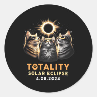 Totality Three Cats mit Brillen-Solar-Eclipse Runder Aufkleber