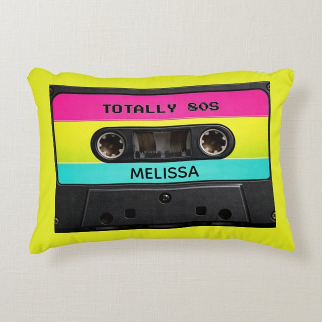 Totally 80's Vintage Cassette Tape Custom Name Dekokissen (Vorderseite)