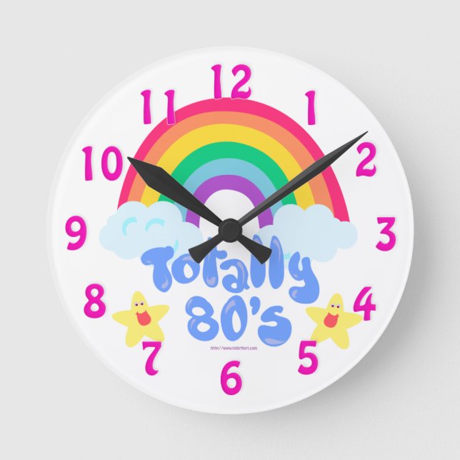 Totally Achtties Regenbogenmotto Runde Wanduhr (Vorderseite)