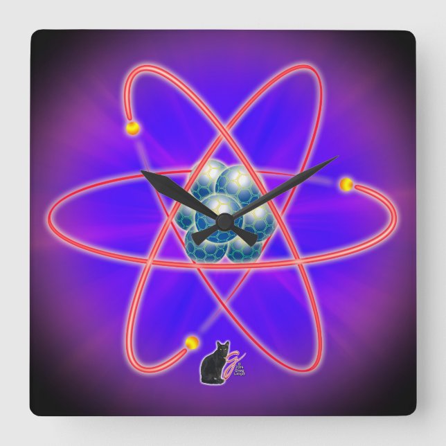Totally Atomic Quadratische Wanduhr (Vorderseite)