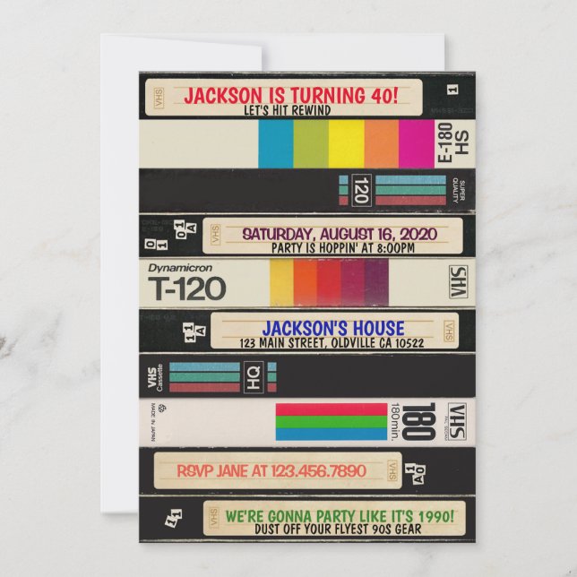 Totally Awesome Back to 90s Birthday Einladung (Vorderseite)