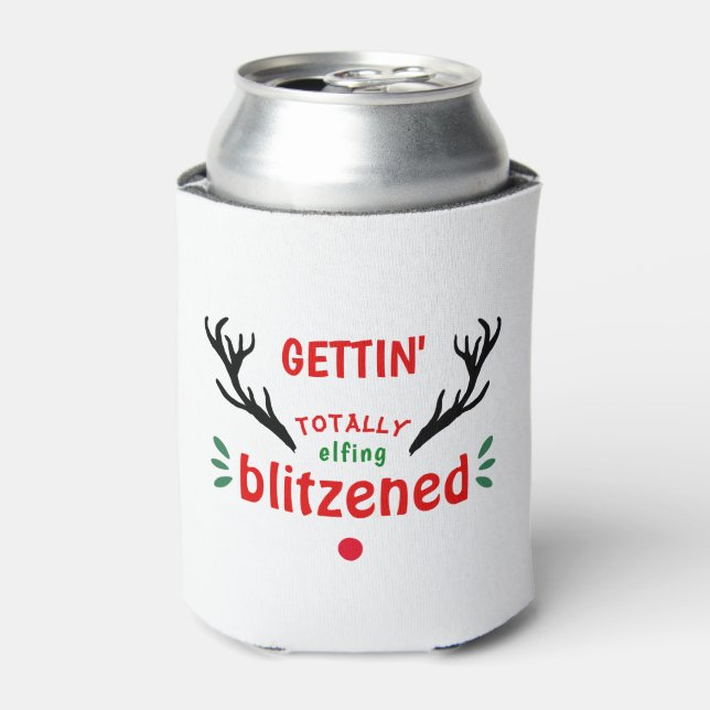 Totally Blitzned Funny Reindeer Weihnachtskauer Dosenkühler (Kanne Vorderseite)