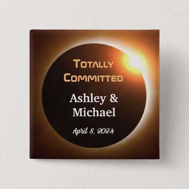 Totally Committed Eclipse Theme Wedding Button (Vorderseite)
