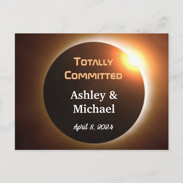 Totally Committed Eclipse Theme Wedding Postkarte (Vorderseite)