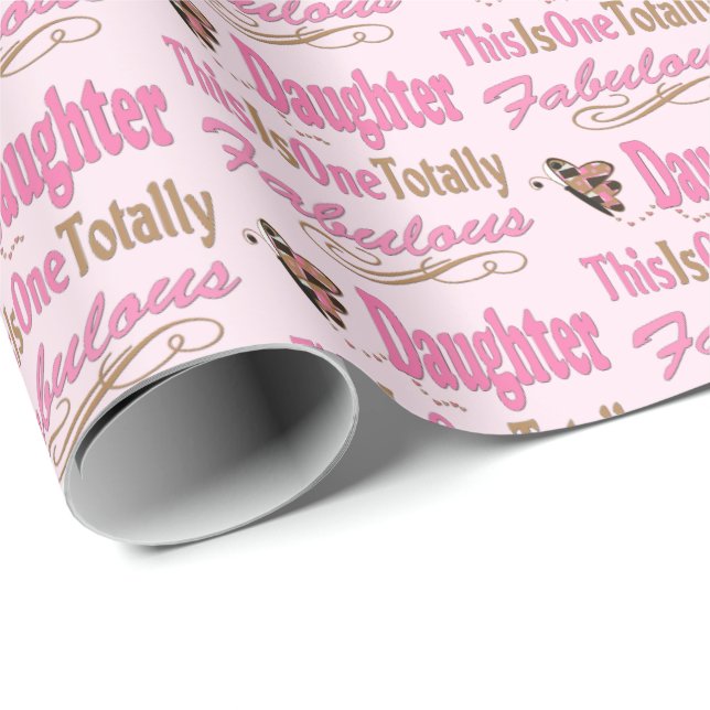 Totally Fabulary Daughter Pink Butterfly Geschenkpapier (Rolleneckpunkt)