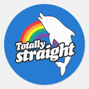 TOTALLY GERADE DELPHIN - WEISS - (2).png Runder Aufkleber