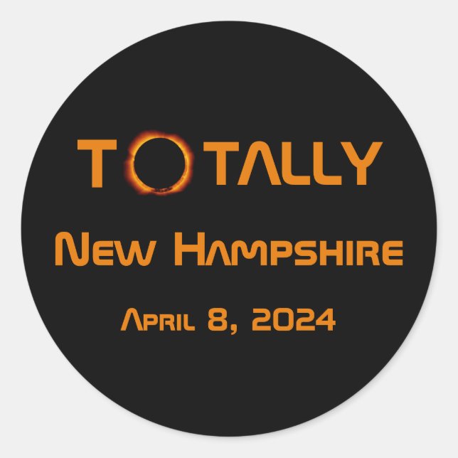 Totally New Hampshire 2024 Solar Eclipse Runder Aufkleber (Vorderseite)