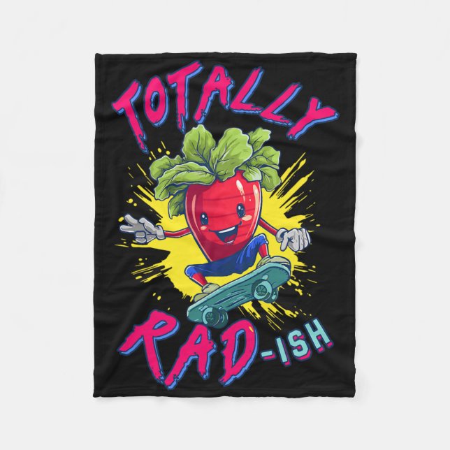 Totally Rad-ish Funny Skateboarding Radish 80's 1  Fleecedecke (Vorderseite)