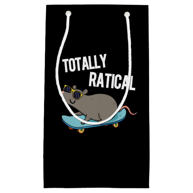 Totally Ratical Funny Rat Pun Dark BG Kleine Geschenktüte (Vorderseite)