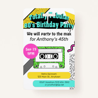 Totally Tubular 80er Geburtstagsparty Ausweis