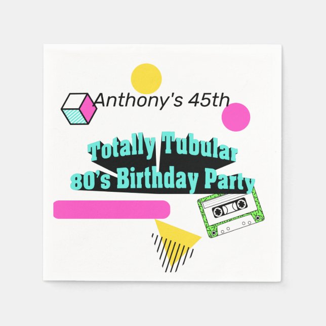 Totally Tubular 80er Geburtstagsparty Serviette (Vorderseite)