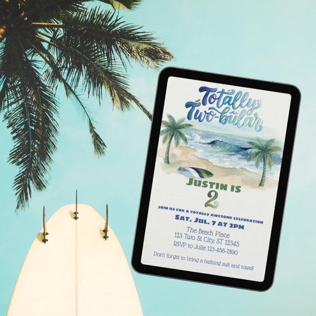 Totally Two-buillar, Surf 2nd Birthday Einladung (Von Creator hochgeladen)