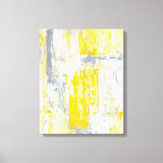 "Totally Unique" Graue und gelbe Abstrakte Kunst Leinwanddruck (Vorderseite)