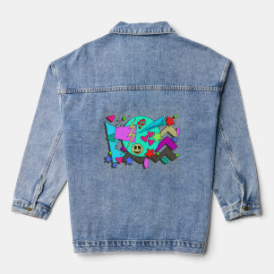 Totally Wild Cartoon 90s Flashback Comic Muster Jeansjacke