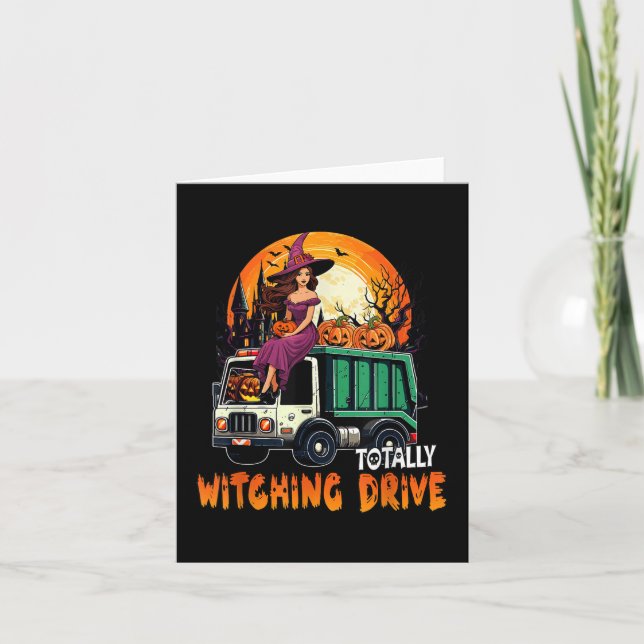 Totally Witching Drive Niedlich Hexe auf Garbage T Karte (Vorderseite)