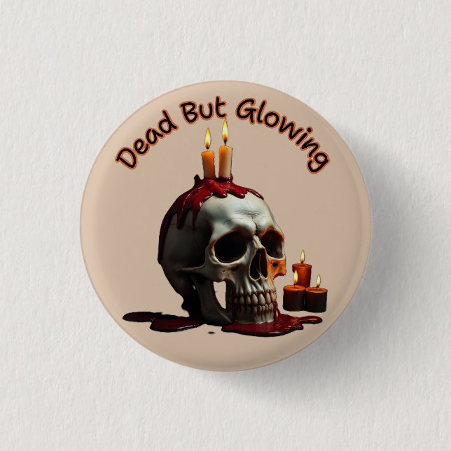 Tote aber glühende runde Taste Día de los Muertos Button (Vorderseite)