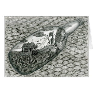 Tote Augen-Karte mit Vannak in einer Flasche