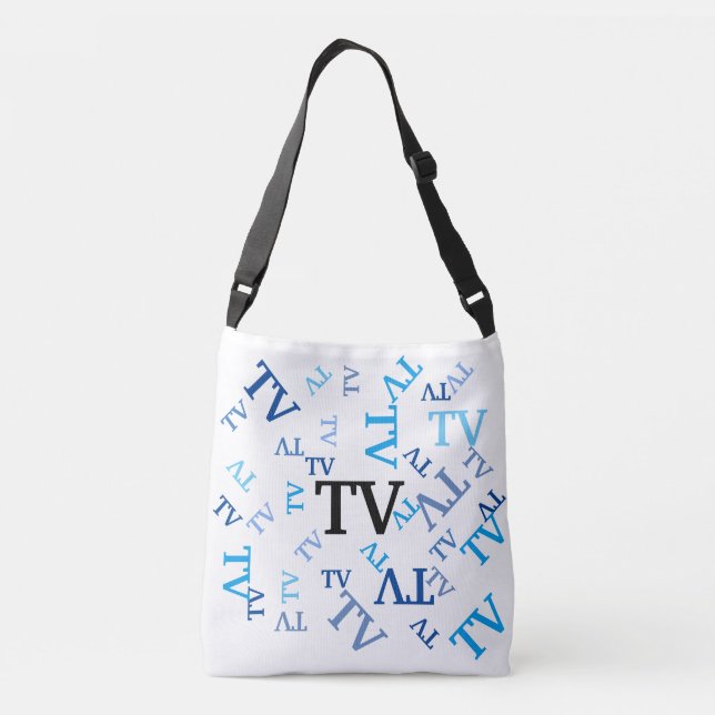 Tote Bag (ao) - Blaue Initialen Tragetaschen Mit Langen Trägern (Rückseite)