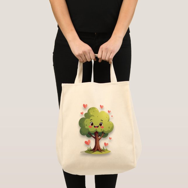 Tote Bag Baum Liebe rote Herzen  Tragetasche (Vorderseite (Produkt))