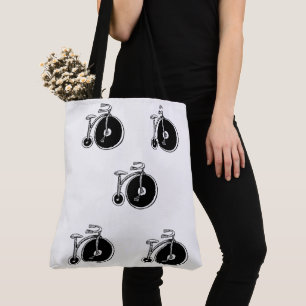 Tote Bag Black & White Bicycles Vintag