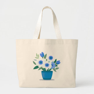 Tote Bag-Blue Flower Design Jumbo Stoffbeutel