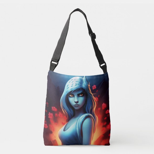 Tote Bag Blue Girl Tragetaschen Mit Langen Trägern (Vorderseite)