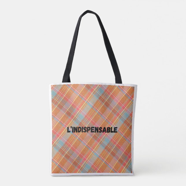 Tote‑Bag Das Unverzichtbare – Madras‑Muster (Rückseite)