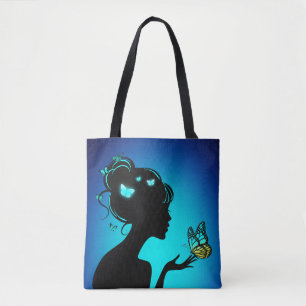 Tote Bag Die Frau der blauen Schmetterlinge