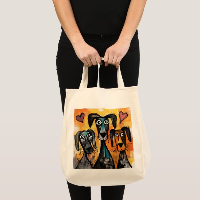 Tote Bag Dog Love Red Hearts  Tragetasche (Vorderseite (Produkt))