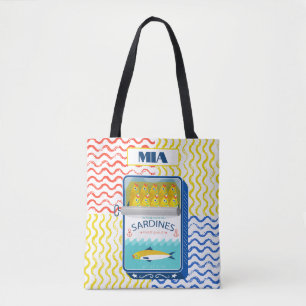 Tote Bag Eclectic Sardines Design   Personalisierb