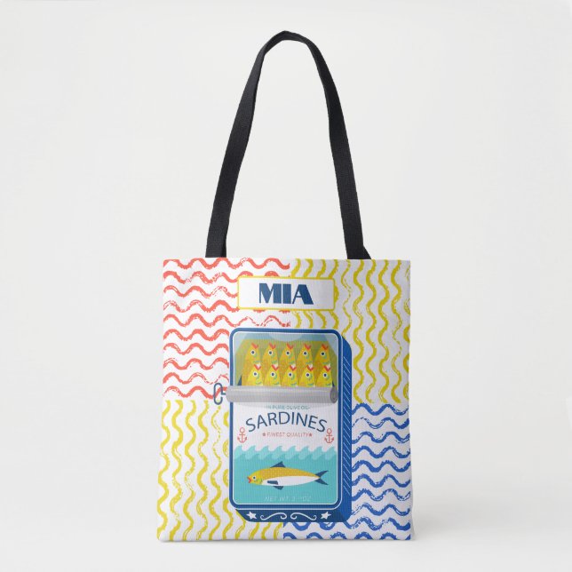 Tote Bag Eclectic Sardines Design | Personalisierb (Vorderseite)