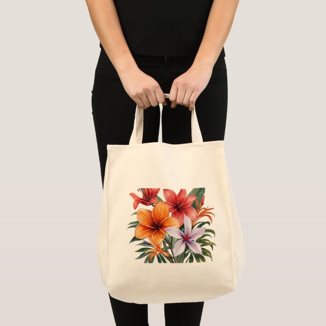 Tote Bag Exotische Blumen Tragetasche (Vorderseite (Produkt))