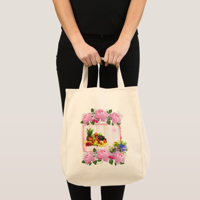 Tote Bag Floral Fruit Tragetasche (Vorderseite (Produkt))