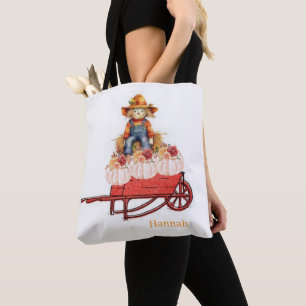 Tote Bag, Frohes Halloween Vogelscheuche Kürbis