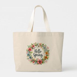 Tote Bag-Frühlings-Blumenkranz-Tote Bag Jumbo Stoffbeutel