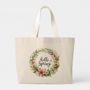 Tote Bag-Frühlings-Blumenkranz-Tote Bag Jumbo Stoffbeutel
