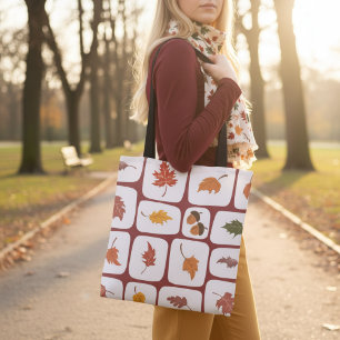 Tote Bag für Herbstleaves & Acorns-Gittermuster