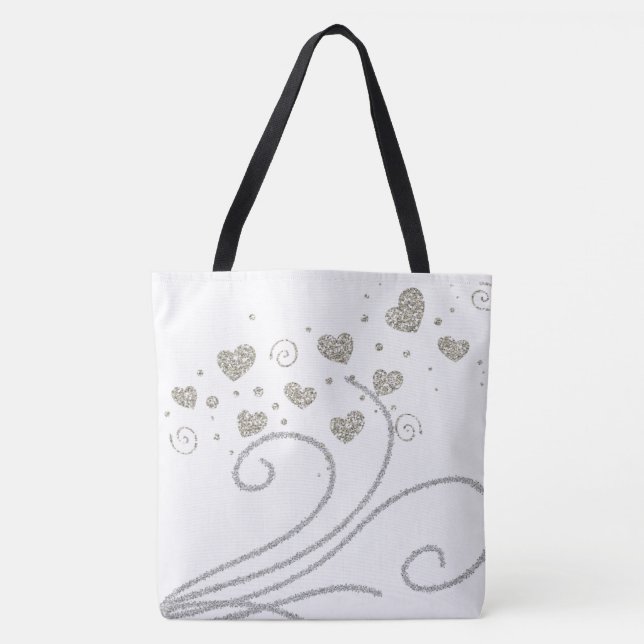 Tote Bag Gold & Silber Herz (Vorderseite)