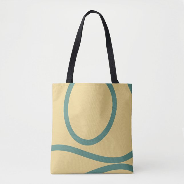 Tote Bag – Green Lines on Yellow (Vorderseite)