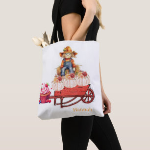 Tote Bag, Halloween Geburtstag Vogelscheuche Pumpk
