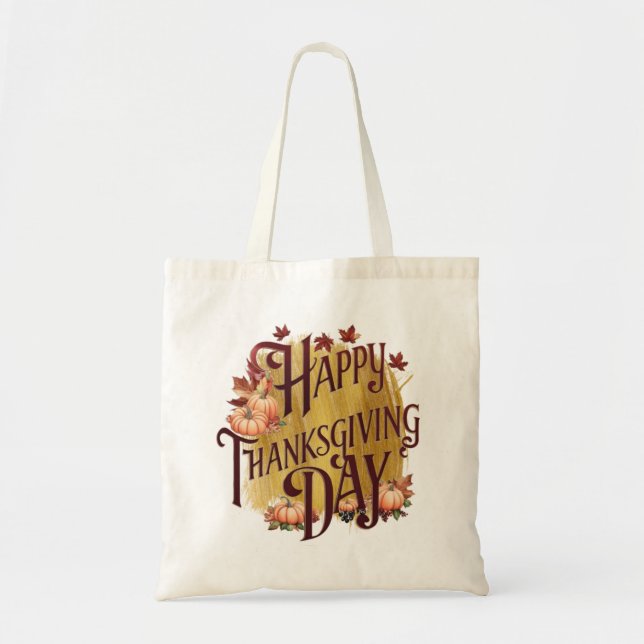 Tote Bag happy Thanksgiving day pumpkin  Tragetasche (Vorne)
