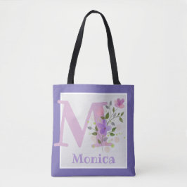 Tote Bag hat den ersten Plus-Namen mit Blume