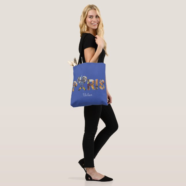 Tote Bag Ich liebe Paris mit städtischem Hintergru (Am Model)